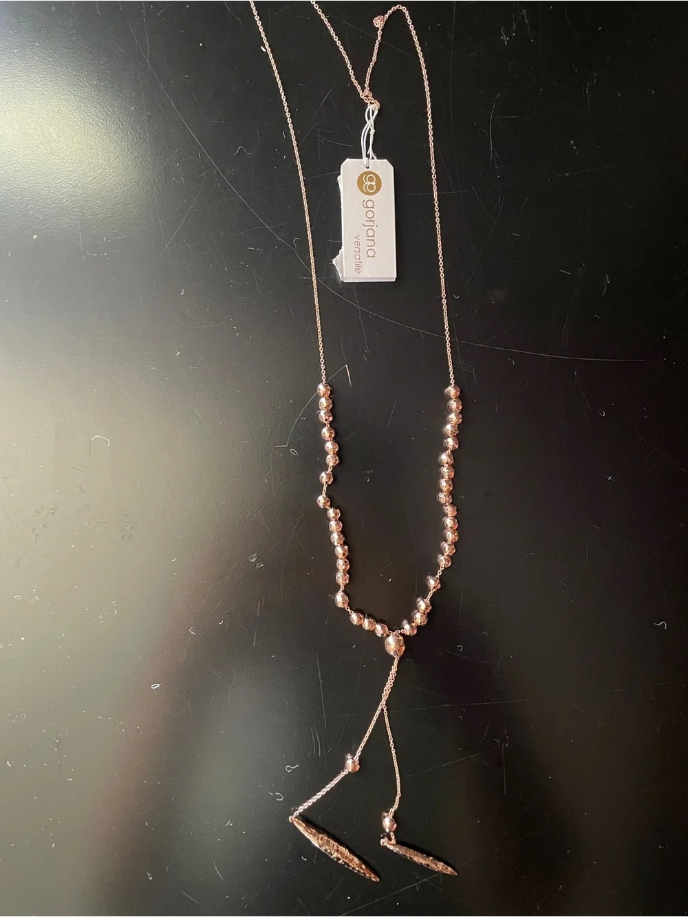 NWT Gorjana Rose Gold Beaded Lariat Necklace - Picture 1 of 5